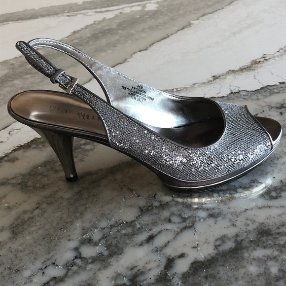 Nine West Shoes - Nine West "Sharina" Sparkle  Peep Toe Slingbacks